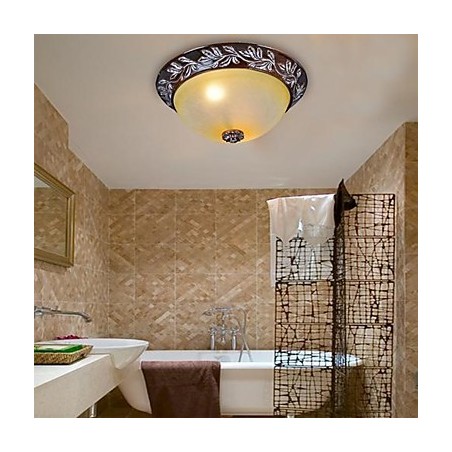 Flush Mount Light White Yellow Glas Resin Silver Carving European Classic