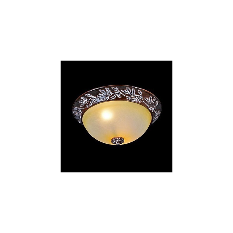 Flush Mount Light White Yellow Glas Resin Silver Carving European Classic