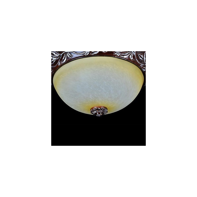 Flush Mount Light White Yellow Glas Resin Silver Carving European Classic