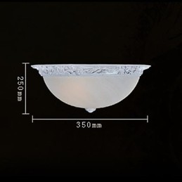White Flush Mount Light Glass Resin Carving European Classic