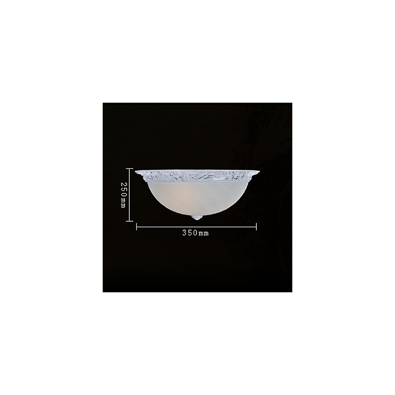 White Flush Mount Light Glass Resin Carving European Classic