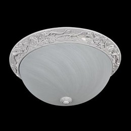 White Flush Mount Light Glass Resin Carving European Classic