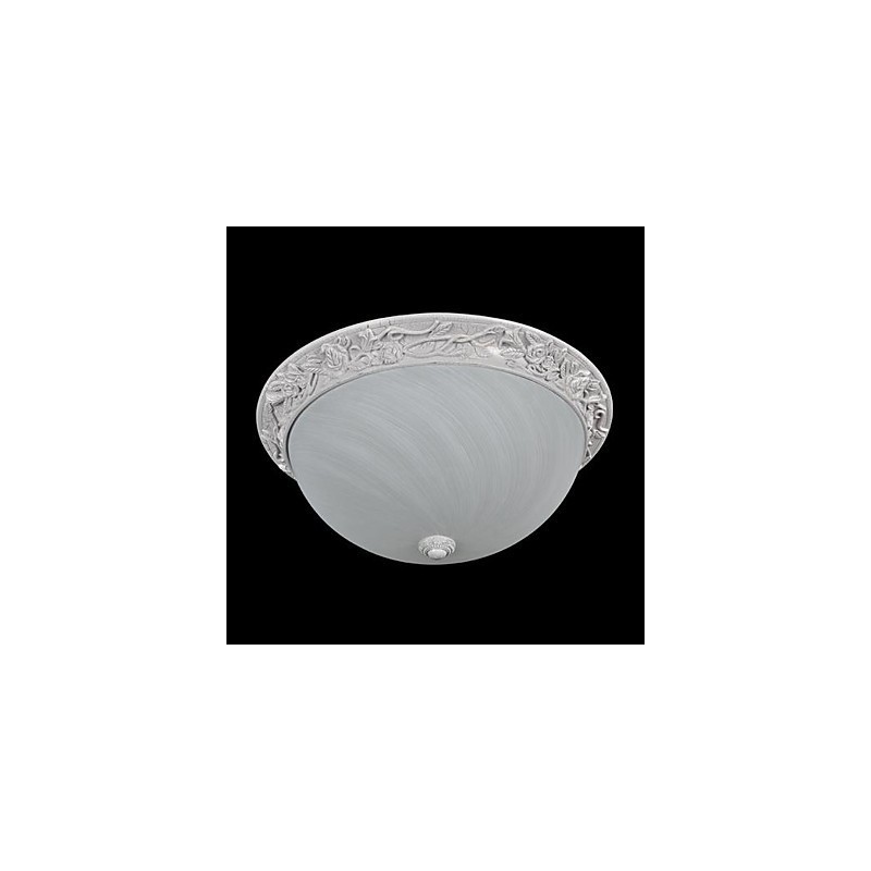 White Flush Mount Light Glass Resin Carving European Classic