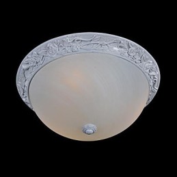 White Flush Mount Light Glass Resin Carving European Classic