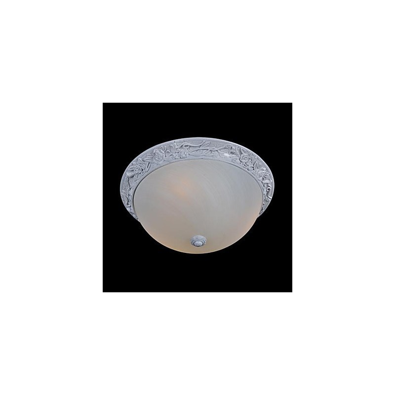 White Flush Mount Light Glass Resin Carving European Classic