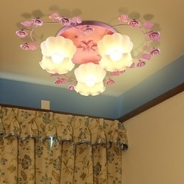 Kreativ Lampe Lampe Contracted Landdistrikterne Sød Pink Rose 3 Absorber Dome Light