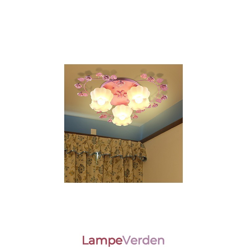 Kreativ Lampe Lampe Contracted Landdistrikterne Sød Pink Rose 3 Absorber Dome Light