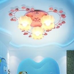Kreativ Lampe Lampe Contracted Landdistrikterne Sød Pink Rose 3 Absorber Dome Light