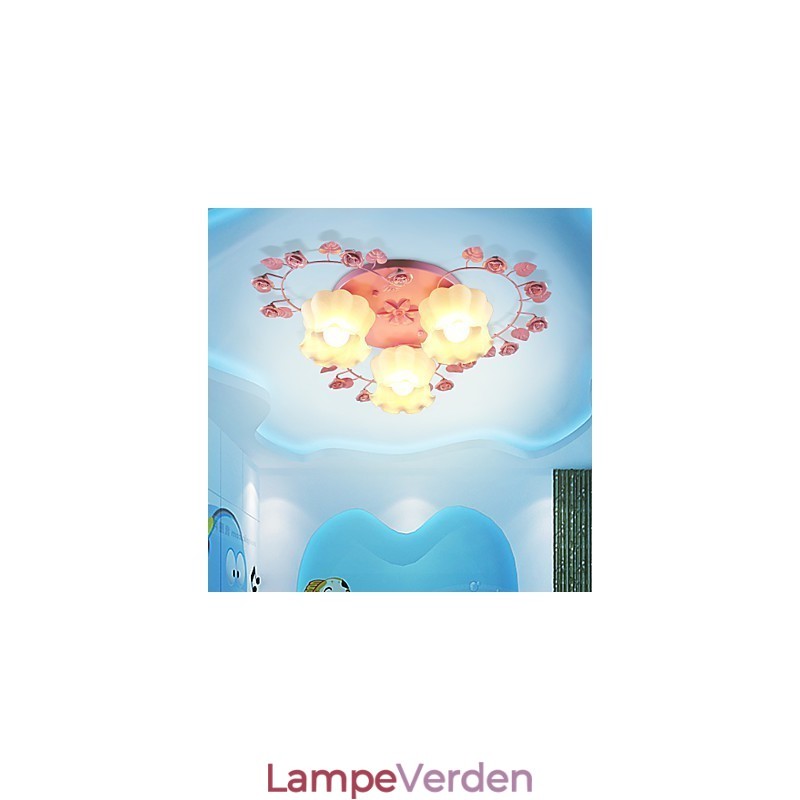 Kreativ Lampe Lampe Contracted Landdistrikterne Sød Pink Rose 3 Absorber Dome Light