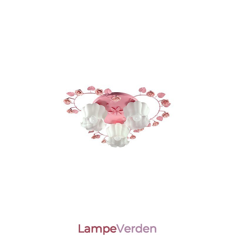 Kreativ Lampe Lampe Contracted Landdistrikterne Sød Pink Rose 3 Absorber Dome Light