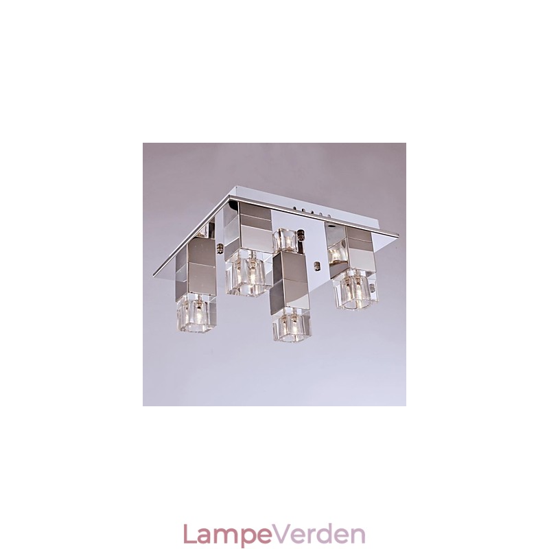 Loftslamper 4 lys krystal kunstnerisk rustfri stålbelægning