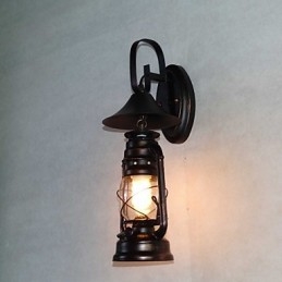 Vintage sort metal lanterne væglampe med ét lys