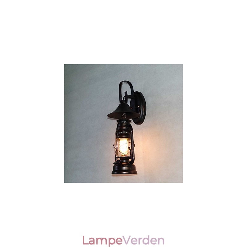 Vintage sort metal lanterne væglampe med ét lys