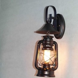 Vintage sort metal lanterne væglampe med ét lys