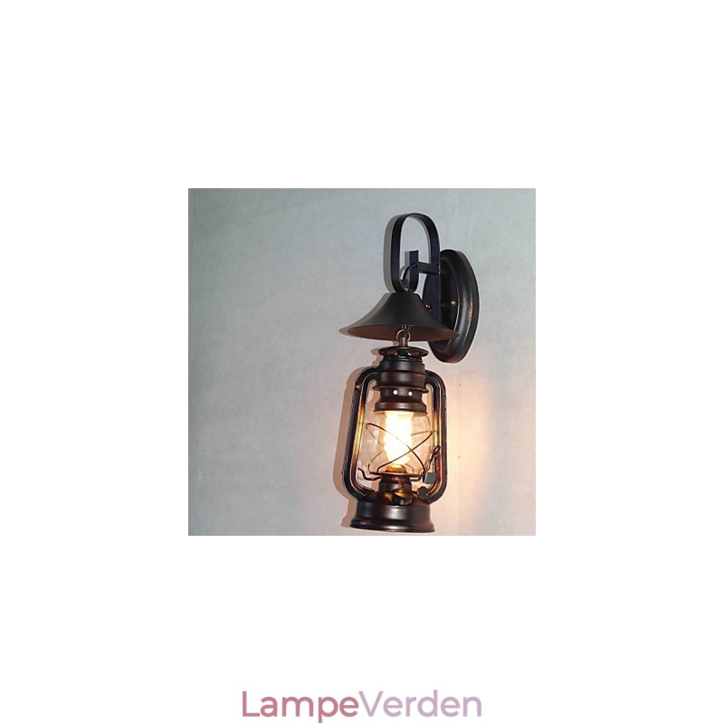 Vintage sort metal lanterne væglampe med ét lys