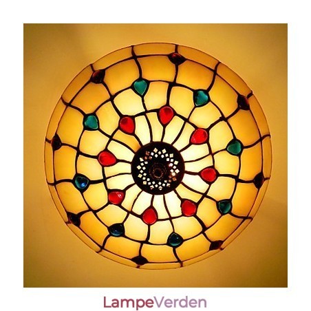 30*19CM Europa Type Stil Smedejern Pnd Hale På Halv Kuppel Lys Farvet Glas Siddelampe 30*19CM Europa Type Stil Smedejern Pnd Hale På Halv Kuppel Lys Farvet Glas Siddelampe