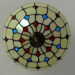 30*19CM Europa Type Stil Smedejern Pnd Hale På Halv Kuppel Lys Farvet Glas Siddelampe