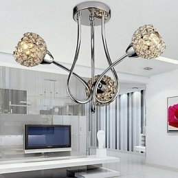Moderne moderne traditionelle klassiske krystal galvaniseret metal pendel lys Flush Mount