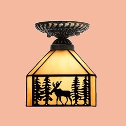 Christmas European Rural Creative Arts Farvet glas Absorber Dome Lamp Light