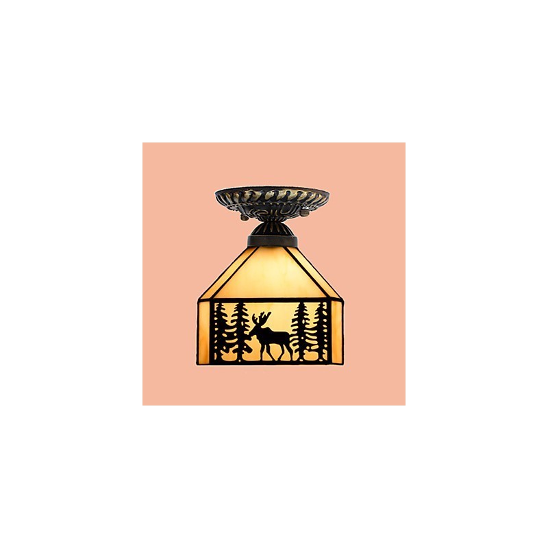 Christmas European Rural Creative Arts Farvet glas Absorber Dome Lamp Light