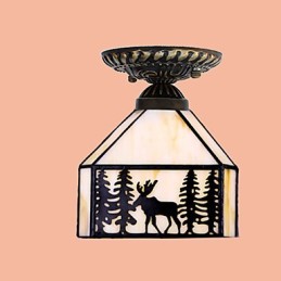 Christmas European Rural Creative Arts Farvet glas Absorber Dome Lamp Light
