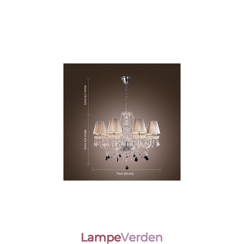 Lysekrone Crystal Luxury Modern Living 8 lys med stofskærm