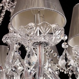 Lysekrone Crystal Luxury Modern Living 8 lys med stofskærm