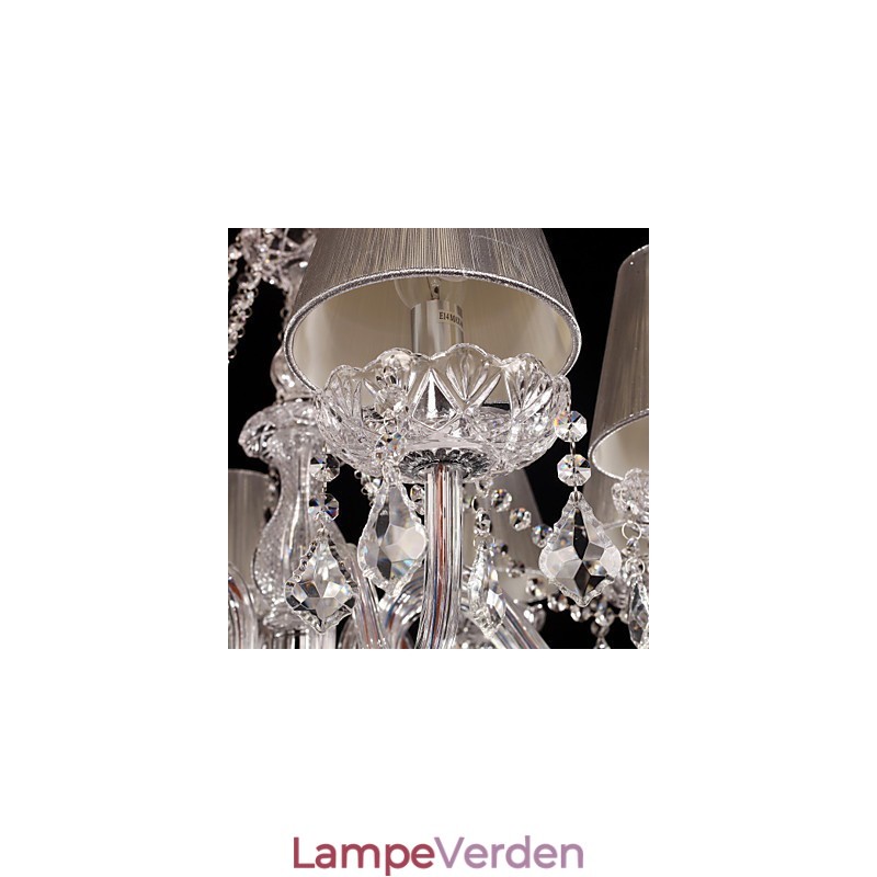 Lysekrone Crystal Luxury Modern Living 8 lys med stofskærm