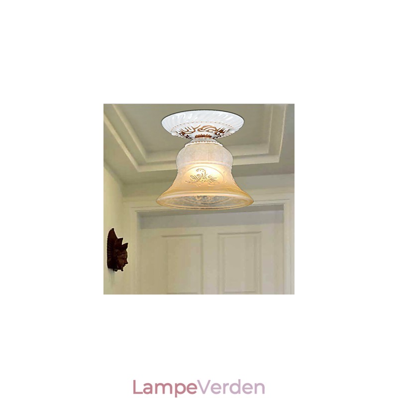 Hvid Flush Mount lysmønster glasskærm håndforgyldt europæisk retroklassiker