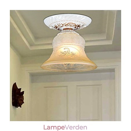 Hvid Flush Mount lysmønster glasskærm håndforgyldt europæisk retroklassiker Hvid Flush Mount lysmønster glasskærm håndforgyldt europæisk retroklassiker