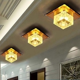 Mini Krystal Loftslampe Spotlight 3W Kreativ Lamperør Lys Farverig Farve Firkantet Kuppel Lys