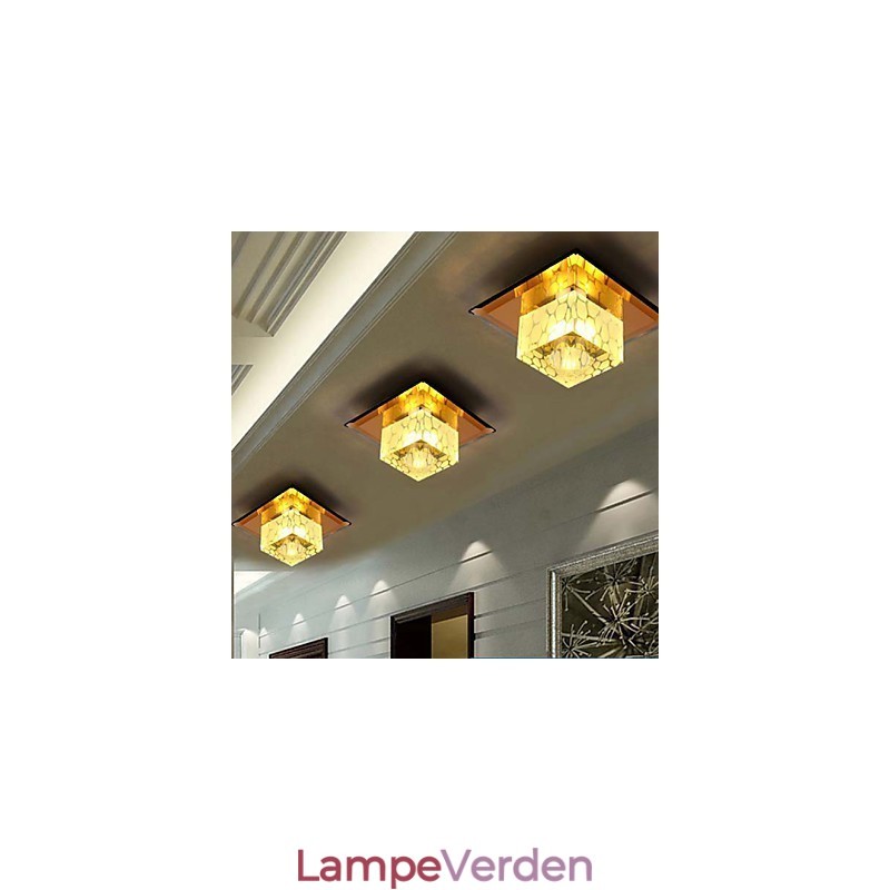 Mini Krystal Loftslampe Spotlight 3W Kreativ Lamperør Lys Farverig Farve Firkantet Kuppel Lys