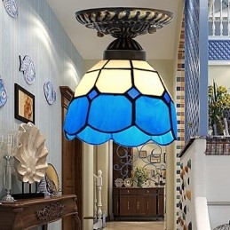 17*European Rural Creative Arts Farvet glas Absorber Dome Lamp Light