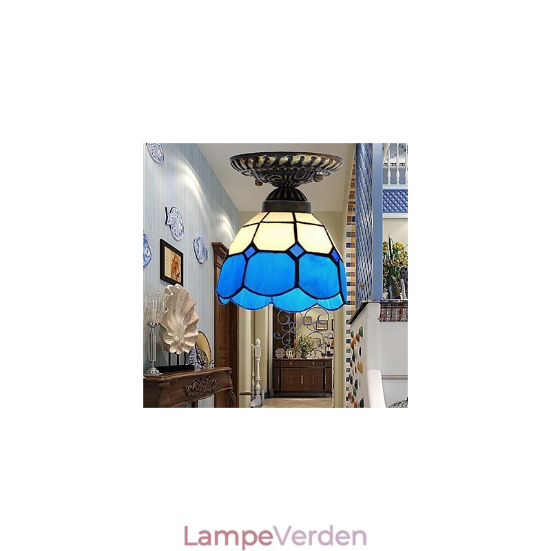 17*European Rural Creative Arts Farvet glas Absorber Dome Lamp Light
