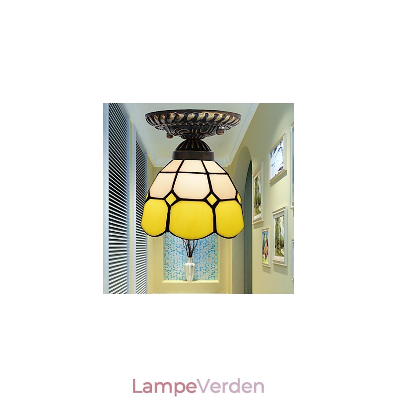 17*European Rural Creative Arts Farvet glas Absorber Dome Lamp Light