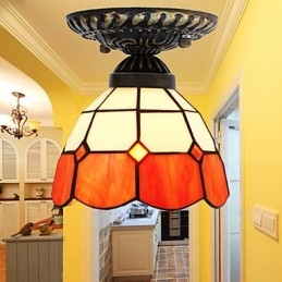 17*European Rural Creative Arts Farvet glas Absorber Dome Lamp Light