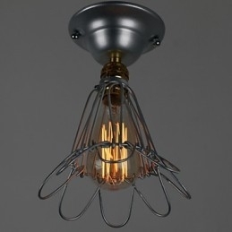Country Style Mini Lampe 1 Lys Maleri Bearbejdning Sølv