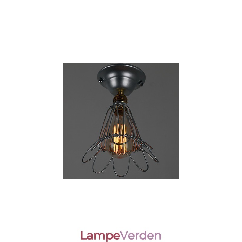 Country Style Mini Lampe 1 Lys Maleri Bearbejdning Sølv
