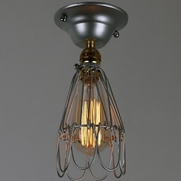 Country Style Mini Lampe 1 Lys Maleri Bearbejdning Sølv
