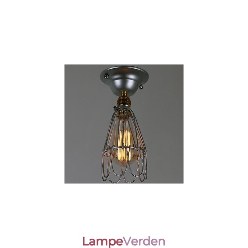 Country Style Mini Lampe 1 Lys Maleri Bearbejdning Sølv