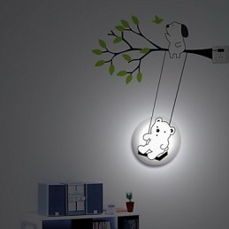 Lille bjørn Højtemperaturbestandig plastiklampe og kreativ 3D-væglampe