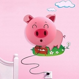 Tapet Væglamper Blomst Ansigt DIY Sjov Atmosfære Natlampe Børn Sengelampe Dekoration Pink Pig