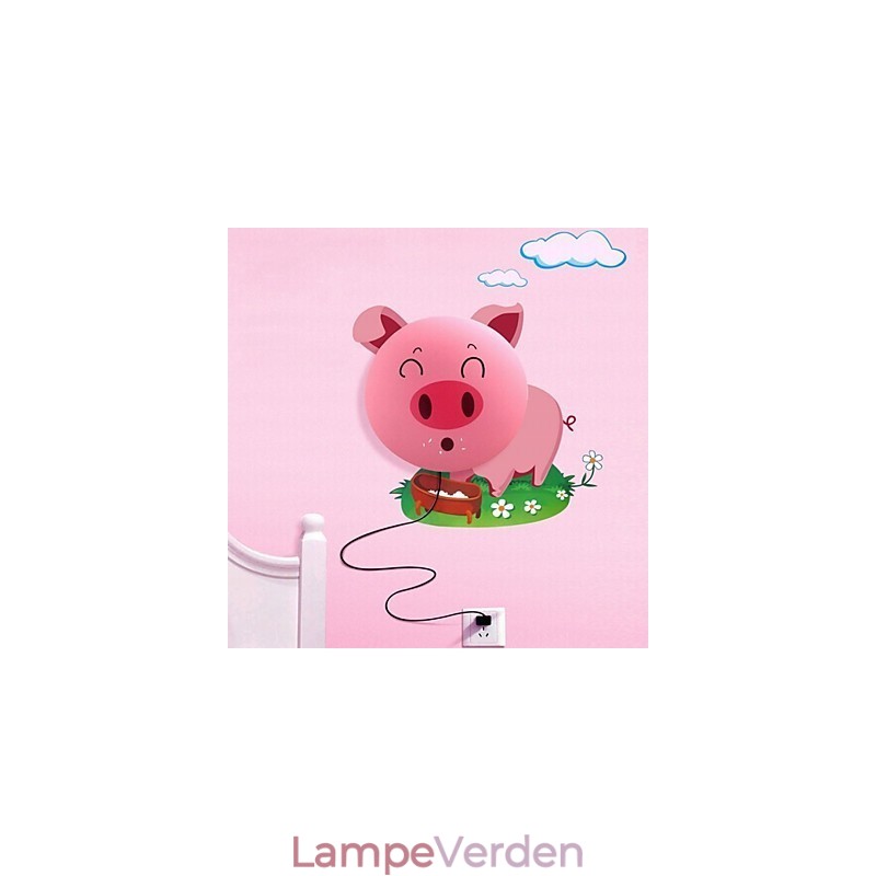 Tapet Væglamper Blomst Ansigt DIY Sjov Atmosfære Natlampe Børn Sengelampe Dekoration Pink Pig
