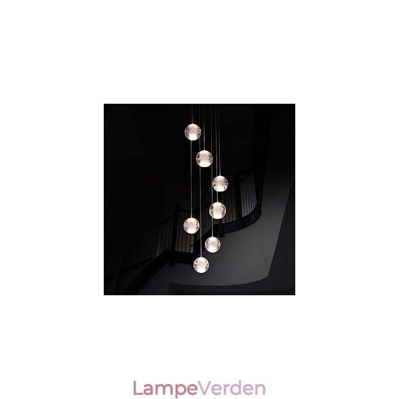Moderne pendellampe pendel G4 Retroifit 7 lys Forkromet krystal til trappelys