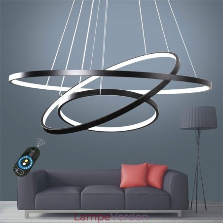 Dæmpbar pendel med fjernbetjening Moderne design tre ringe Dæmpbar pendel med fjernbetjening Moderne design tre ringe