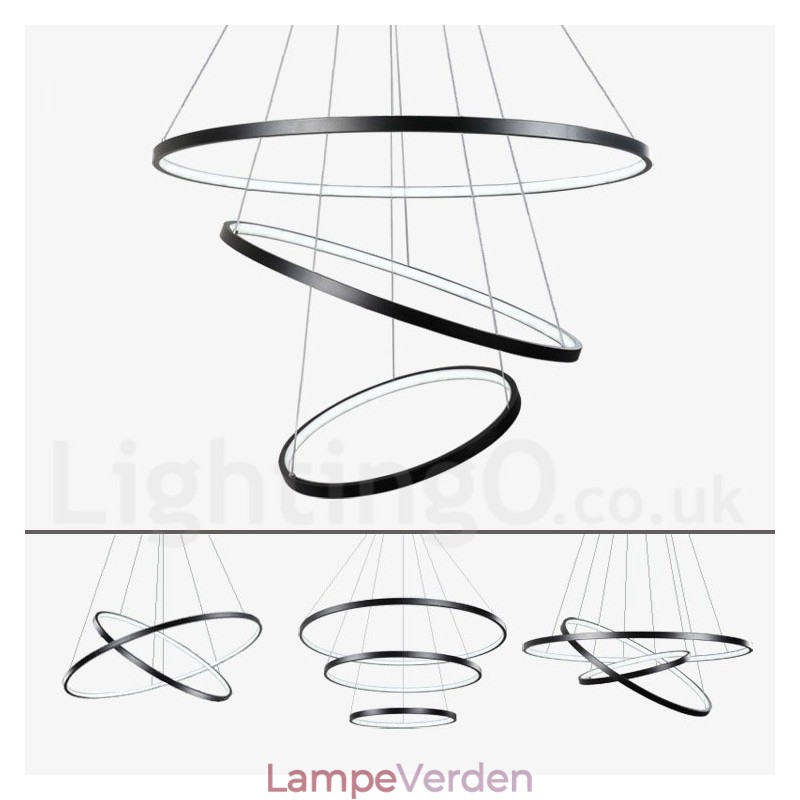 Dæmpbar pendel med fjernbetjening Moderne design tre ringe