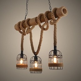 American Country Retro Bamboo Three Head Rope lysekrone