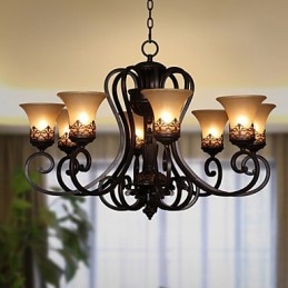 Lysekrone Pendel Light 8 Lights Vintage Country Island Metal+Glas