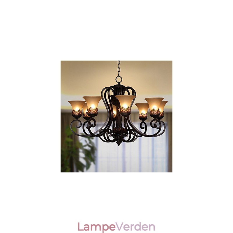 Lysekrone Pendel Light 8 Lights Vintage Country Island Metal+Glas