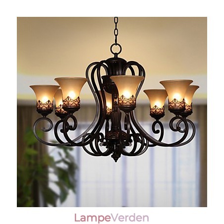 Lysekrone Pendel Light 8 Lights Vintage Country Island Metal+Glas Lysekrone Pendel Light 8 Lights Vintage Country Island Metal+Glas